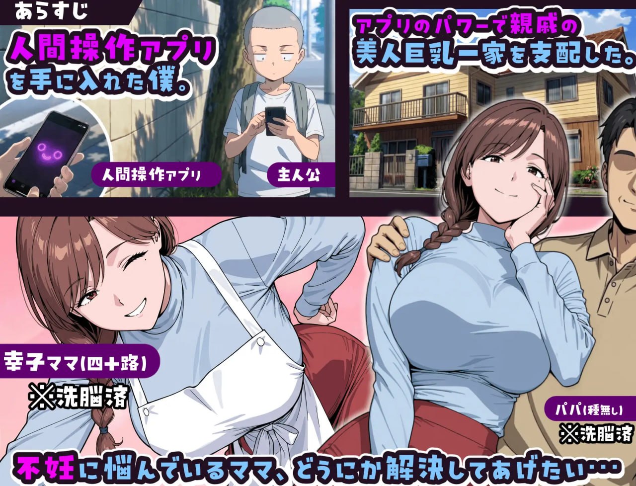 [RPG汉化PC NTR]用人类操作应用软件与巨乳妈妈生孩子的故事 人間操作アプリで巨乳ママと子作りする話 v1.02【20260801】 游戏截图 1