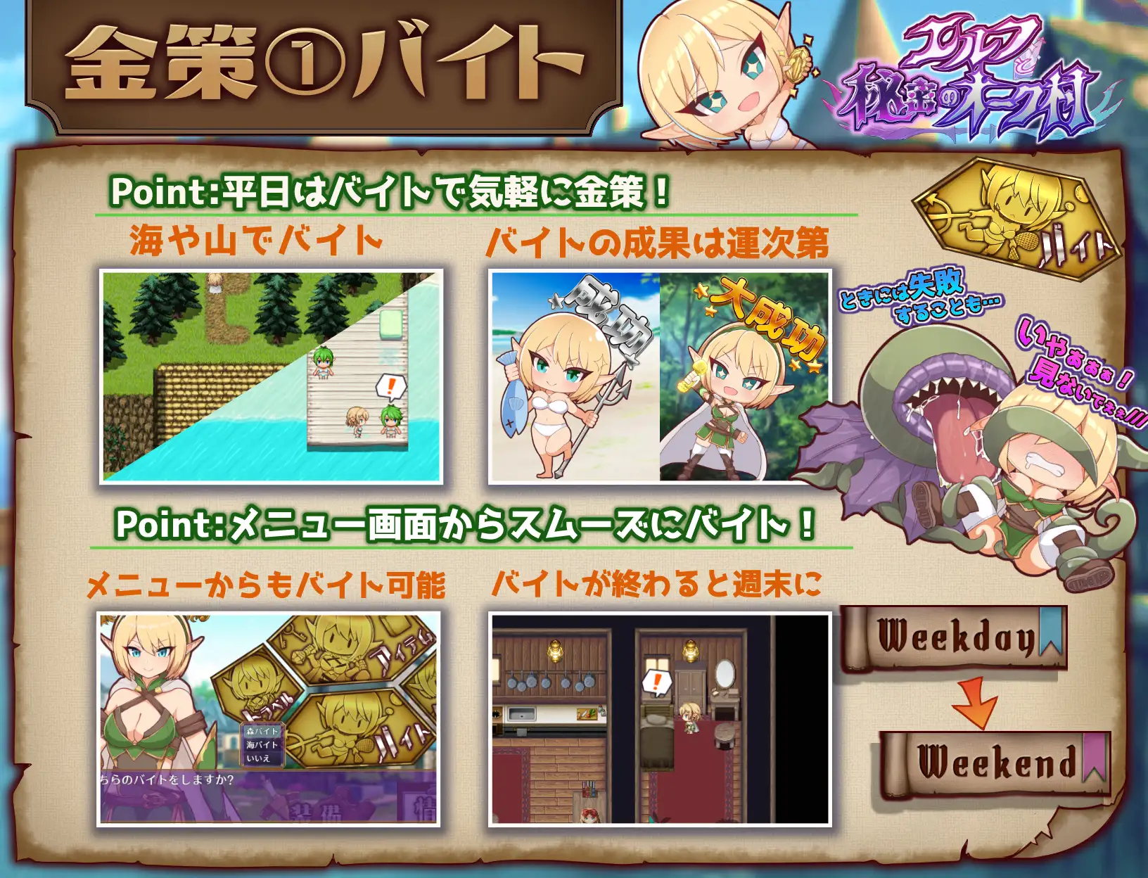 RPG/机翻/NTR丨エルフと秘密のオーク村【20240313】 游戏截图 5