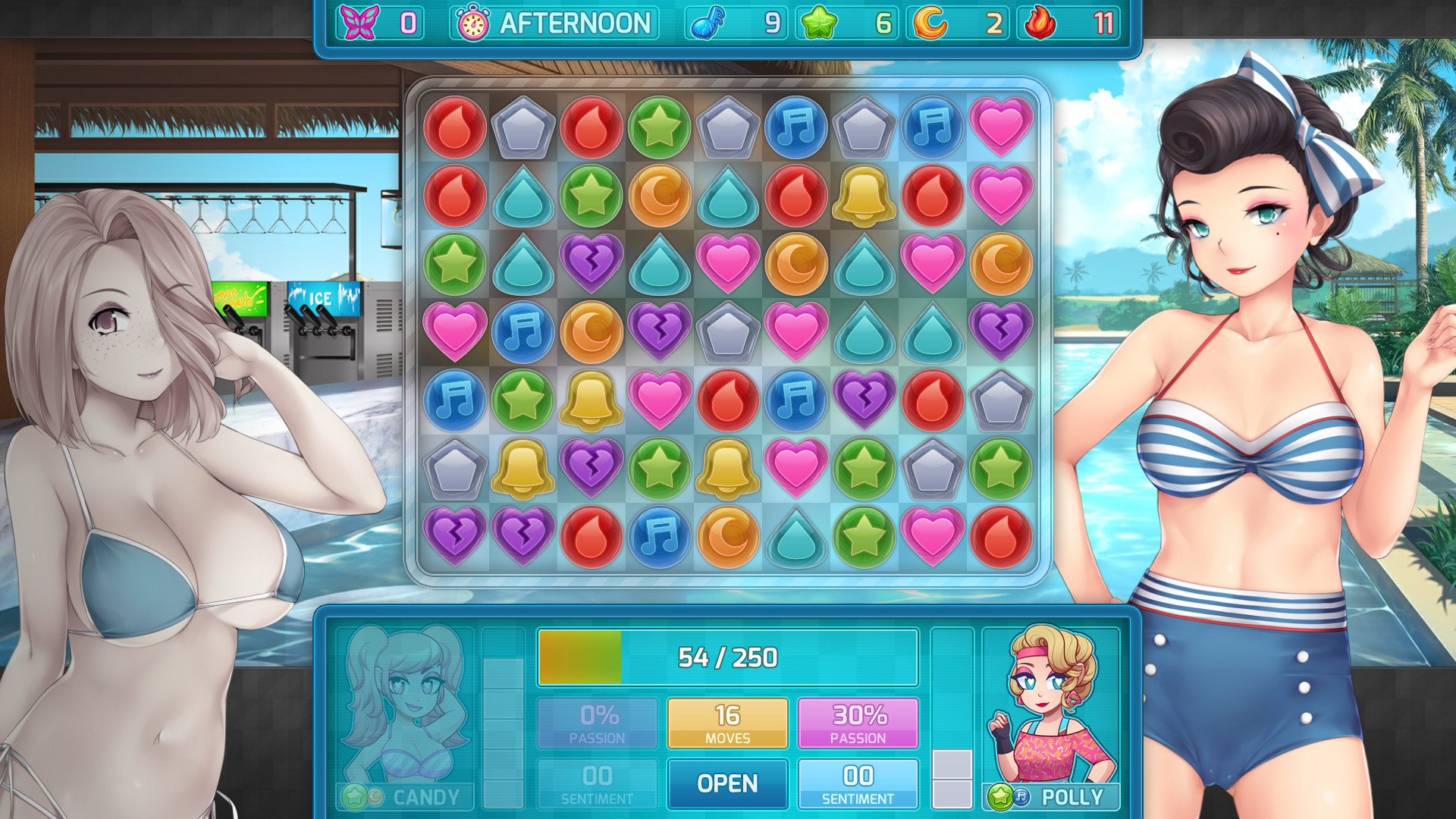 HuniePop 2，超经典的三消游戏，只有英文，不过附带全CG存档 诺艾尔会努力的【PC0901】 游戏截图 3
